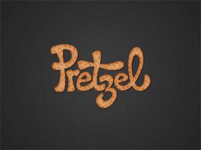 Pretzel brand orange script texture