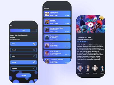 Movies app design design movie app neon neon light quiz quiz app ui ui ux