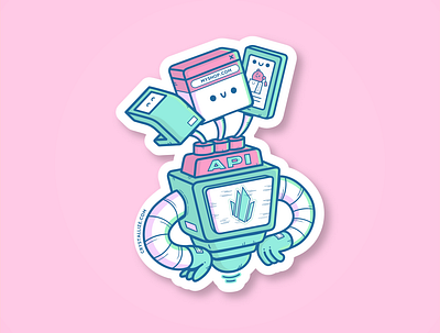 Crystallize Headless E-commerce Robot Sticker adobe illustrator character cute design illustration robot sticker vector