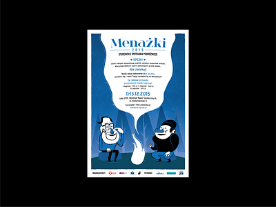 Menażki 2015 Poster adobe illustrator blue bonfire cartoon character cute event illustration night poster stories travel
