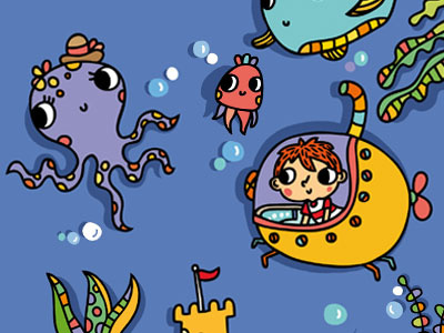 Yellow Submarine animal illustration childrens illustration picture book sea illustration submarine illustration