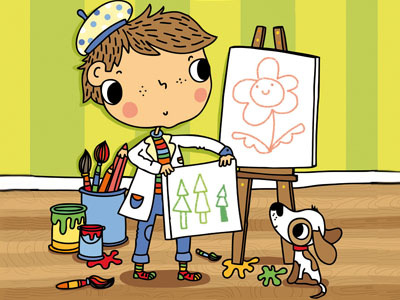 Little Painter childrens cute boy illustration dog illustration illustration little painter illustration picture book