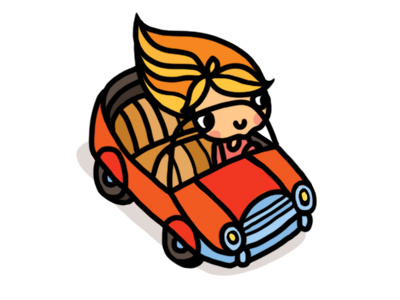 Summer Ride cabrio illustration car illustration cute fun illustration for children