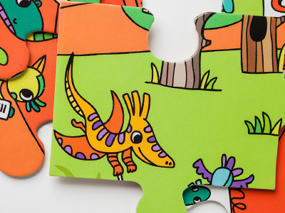 Dino Derby Puzzle animals childrens illustration dinosaurs illustration puzzle puzzle for kids