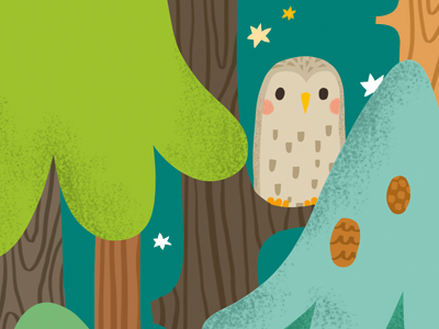 Owl childrens illustration forest illustration night owl