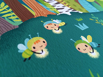 Neat Fireflies Print! animal childrens illustration firefly firefly illustration illustration