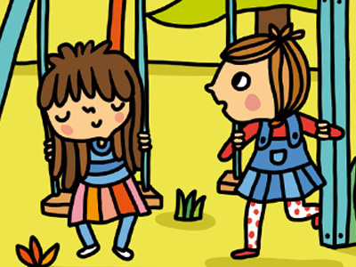 Swings bbq summer illustration character illustration children character childrens illustration girls illustration swings trip