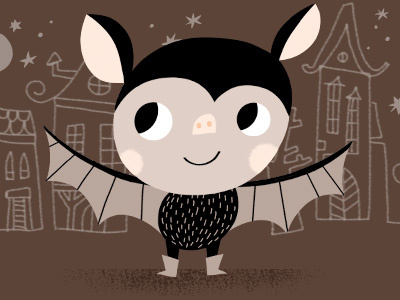 Little Bat bat bat illustration halloween kidlitart scary vampire