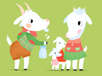 Goat Family animals illustration childrens book childrens illustration goat goat illustration illustration kidlitart