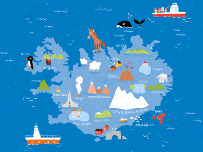 Iceland childrens illustration iceland iceland illustration illustration map map illustration ïceland map illustration ïllustrated map