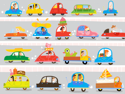 Cars animal illustration car cars illustration childrens illustration holiday pad illustration parking childrens book traffic kidlitart