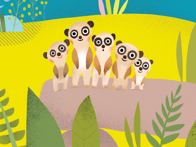 Guess Who's Watching animals childrens illustration cute illustration kidlitart meerkat safari wip