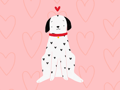 Valentines Dog dog illustration hearts
