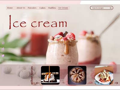 Ice cream landing page design header exploration hero image icecream illustration landingpage minimal recipe book ui uidesign ux webdesig