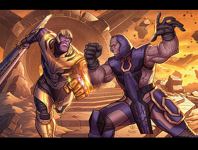 Thanos Vs. Darkseid (Marvel / DC Character Crossover art artwork character art comic art comic book art darkseid dc digital art drawing illustration marvel photoshop thanos
