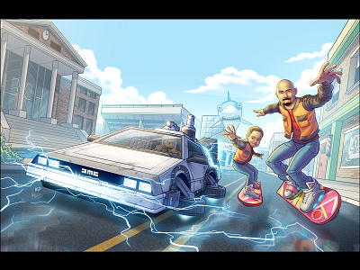 Back to the Future-Themed Personalized Commission art artwork artworks autodesk sketchbook back to the future commission commissioned art digital art drawing illustration photoshop wacom cintiq