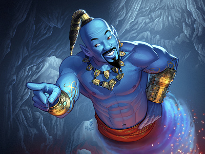 Fan Art of Will Smith as the Genie (Aladdin) aladdin art artwork character art digital art drawing fan art illustration photoshop wacom cintiq will smith