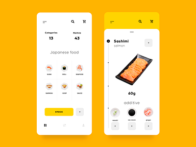 Food Delivery App app delivery design flat food graphics icon illustration interace list minimal search sushi ui ux web