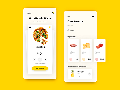 Handmade Pizza app delivery design food graphic handmade icon illustration list minimal pizza search ui ux web