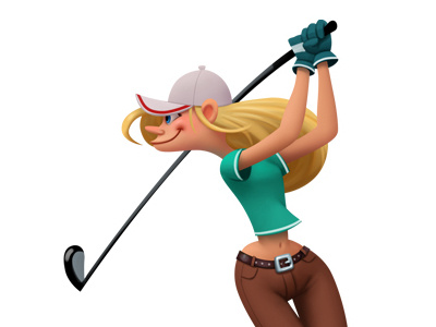 Golf character girl golf