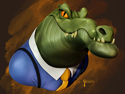 Croc the Wall Str Crook 3d 3d cartoony animal 3d character 3d character designer 3d crocodile cartoony character freelance 3d artist freelance 3d character game characters oasim oasim karmieh zbrush