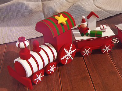 3d Wooden ChristmasTrain 3d 3d model 3d toy christmas train wooden