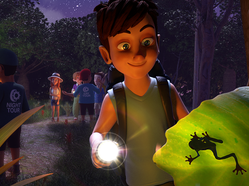 Costarica Zack's Journey 3d illustration 3d artist oasim 3d environment 3d character day meets night kids book ipad book 3d kids book