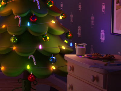 Waiting for Santa 3d christmas night 3d christmas tree santa is coming waiting for santa