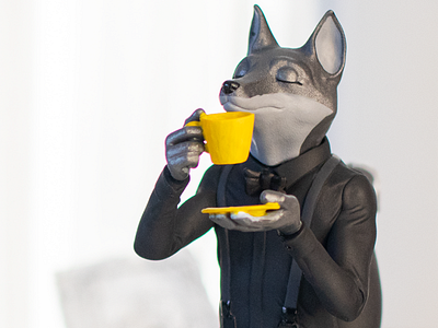 Foxpresso: Silver Fox Edition 3d artist 3d character modeling 3d print 3d sculpting cg generalist coffee digital sculpting fox foxpresso karmieh oasim silver fox toy design toy designer toy maker toy sculpt toy sculptor