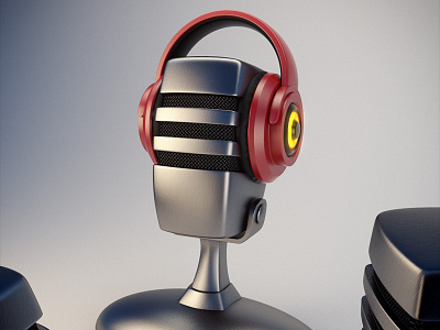 Music Icon 3d 3d freelancer 3d modeling cg headphones icon metal shader mic music oasim vray for maya