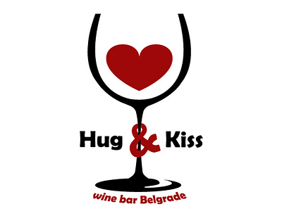 "HUG&KISS" wine bar Belgrade adobe illustrator adobe photoshop bar branding design emotions glass graphic art graphic artist graphic design graphic designer heart icon illustration logo logo design vector wine wine bar