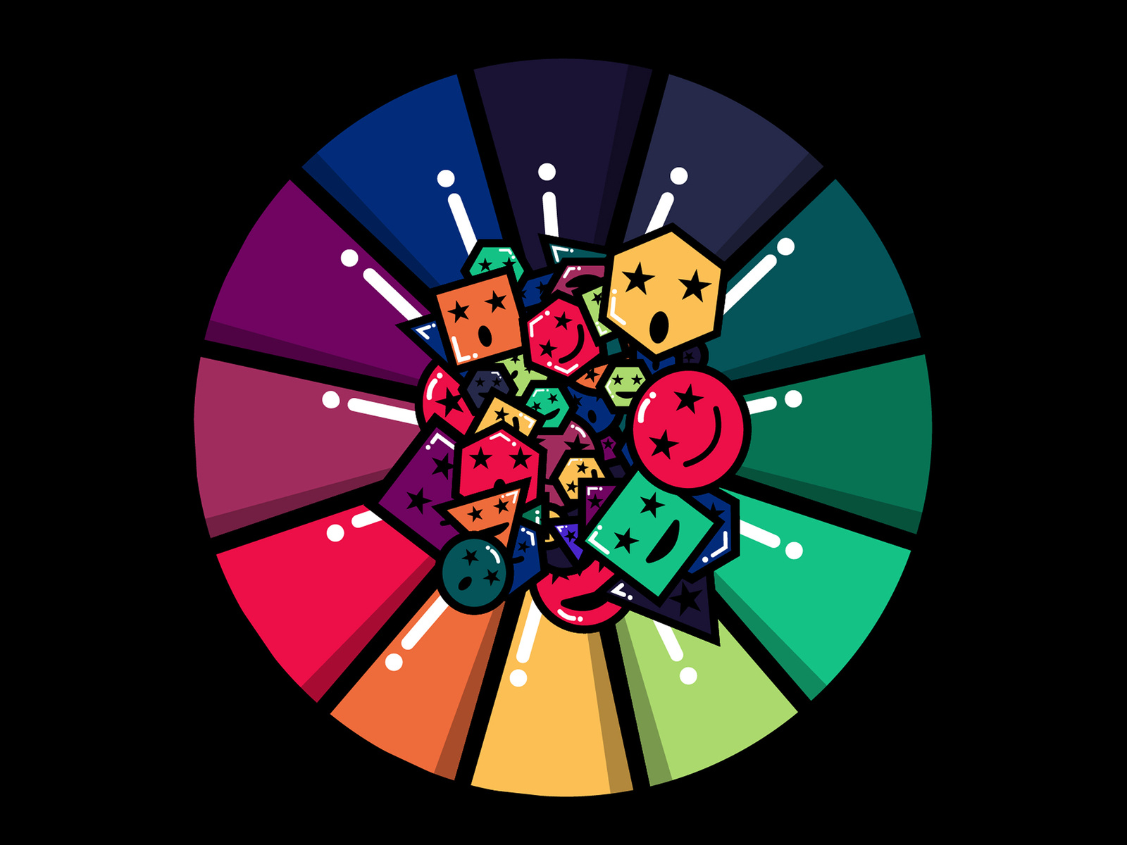 "Rainbow Smiley Faces" - Vector Illustration by Dijana Simić on Dribbble
