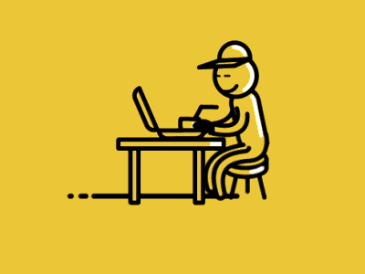 Sleepy freelancer animation cartoon coffee developer freelancer minimal sleep website design work area working