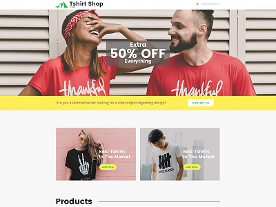 Free T-Shirt Shop Webpage PSD Template Giveaway