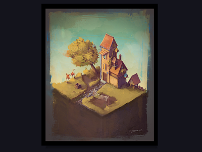 Old cute house, 2D Painting