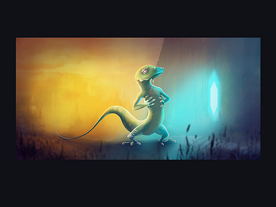 lizard 2d art available blue crystal digital painting illustration lizard photoshop shine