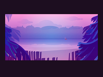 Beach available background beach boat illustration illustrator purple sea vector vector graphic