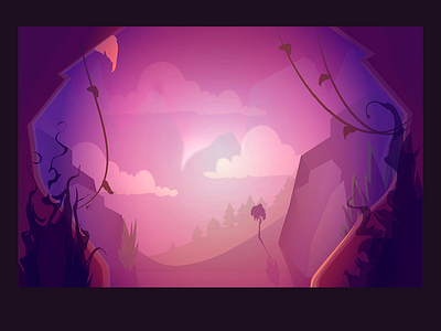 Cave 2d adobe illustrator available background cave color illustration liana purple stones vecor