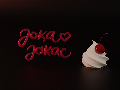 Joka Jokac 3d 3d text blender3d chandelier cherry cherry dessert handwriting fonts sweet whipped cream