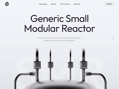 Small Modular Reactor 3d animation landing page metal octane reactor smr