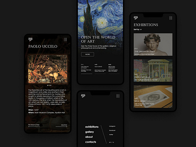 Museum App | consept app art branding concept dark design exhibition gallery mobile typography ui ux