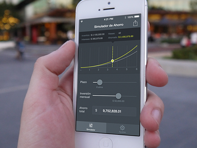 Finance simulator ahorro app concepto ios iphone simulador