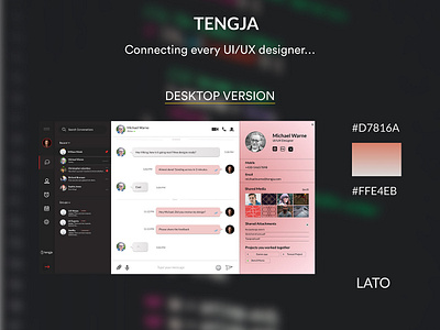 TENGJA - A CHAT APPLICATION CONCEPT FOR UI AND UX DESIGNERS app design icon illustration logo typography ui ux vector