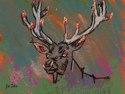 Fire Deer creative design illustration vector
