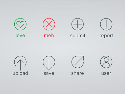 noselfie.com - iconset graphic design icons love meh report save share submit upload user