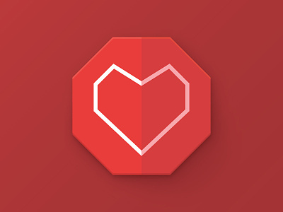 Heart polygon icon badge clean concept flat heart icon logo polygon red simple simplicity