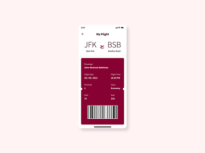 Boarding Pass app boarding pass dailyui design flight simple ui