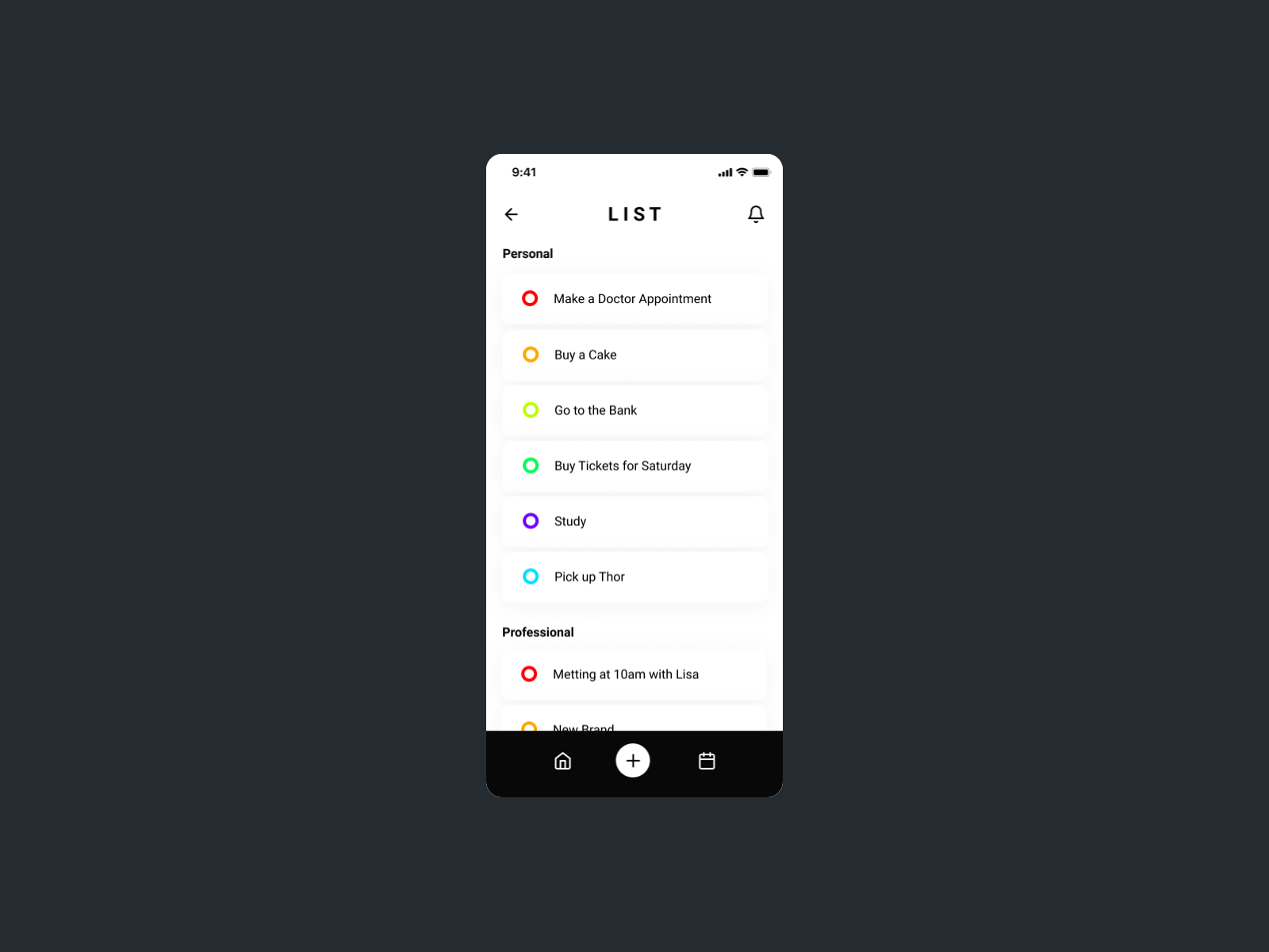 ToDo List app dailyui design tasks todo list ui