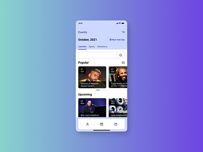 Event Listing 070 app concept concert dailyui design event listing mobile music tickets ui