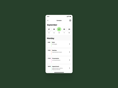 Schedule 071 app calendar concept dailyui design mobile schedule ui
